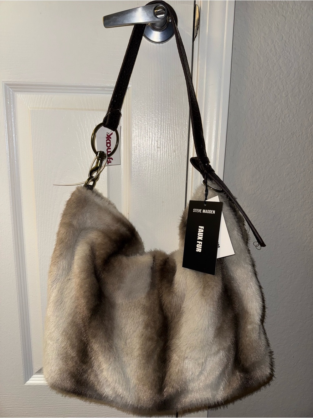 Steve Madden Faux Fur Hobo Bag New with Tags
